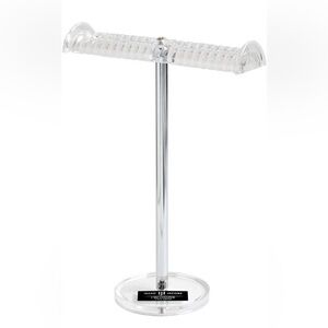 Isaac Jacobs Clear Acrylic Necklace & Bracelet Holder (8” inch T-Bar), Set of 2